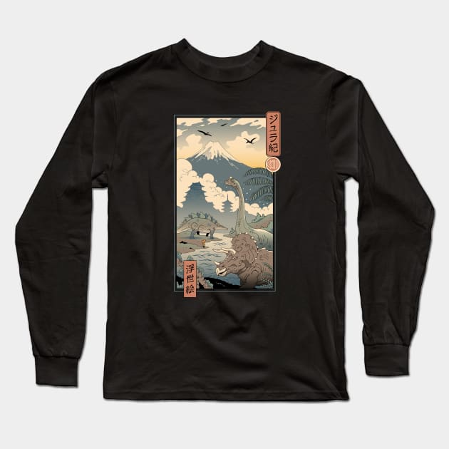 Jurassic Ukiyo-e 1 Long Sleeve T-Shirt by Vincent Trinidad Art